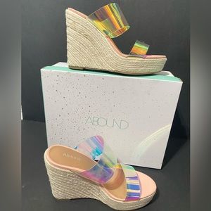 @@@ABOUND@@@Francesca Espadrille Platform Wedge Sandal in Iridescent. Size: 7.5
